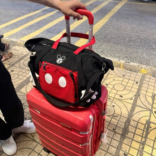 Túi bỉm sữa mickey mẹ và bé thời trang kích thước lớn, khoá kéo, chống thấm