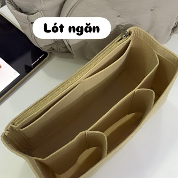Túi lót nỉ chia ngăn có khoá kéo, chia ngăn túi xách